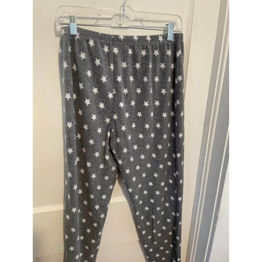 Women’s size Medium Gray & White Stars Fleece Pajama Pants
